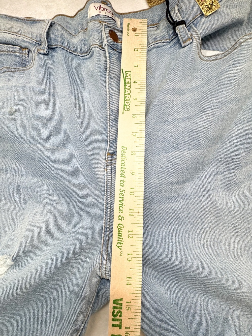 Vibrant M.I.U. 3X Light Wash Distressed Ripped Wide Leg Jeans NWT - Picture 8 of 16